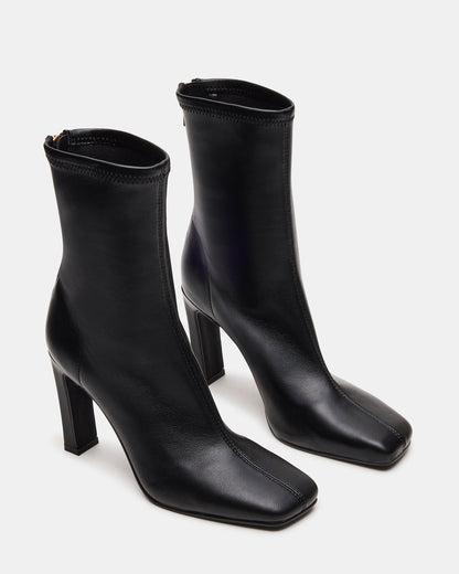 KHELAN Black Square-Toe Heeled Women's Ankle Boot