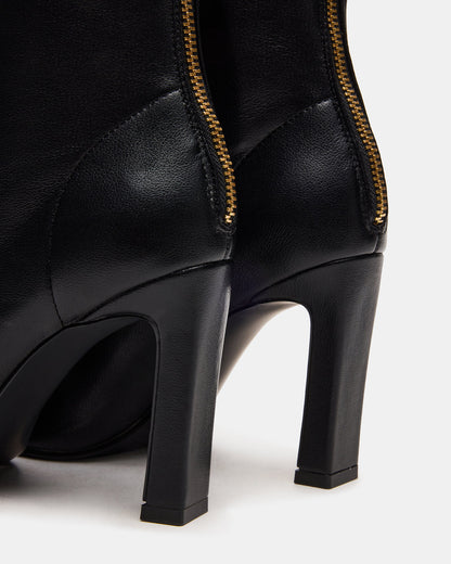 KHELAN Black Square-Toe Heeled Women's Ankle Boot