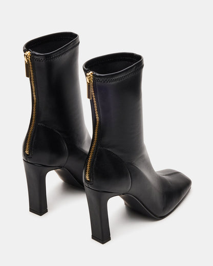 KHELAN Black Square-Toe Heeled Women's Ankle Boot