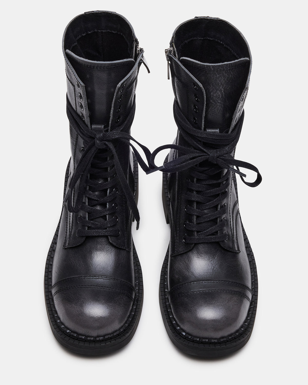 CRIMSON Black Distressed Moto Combat Women's Ankle Booties