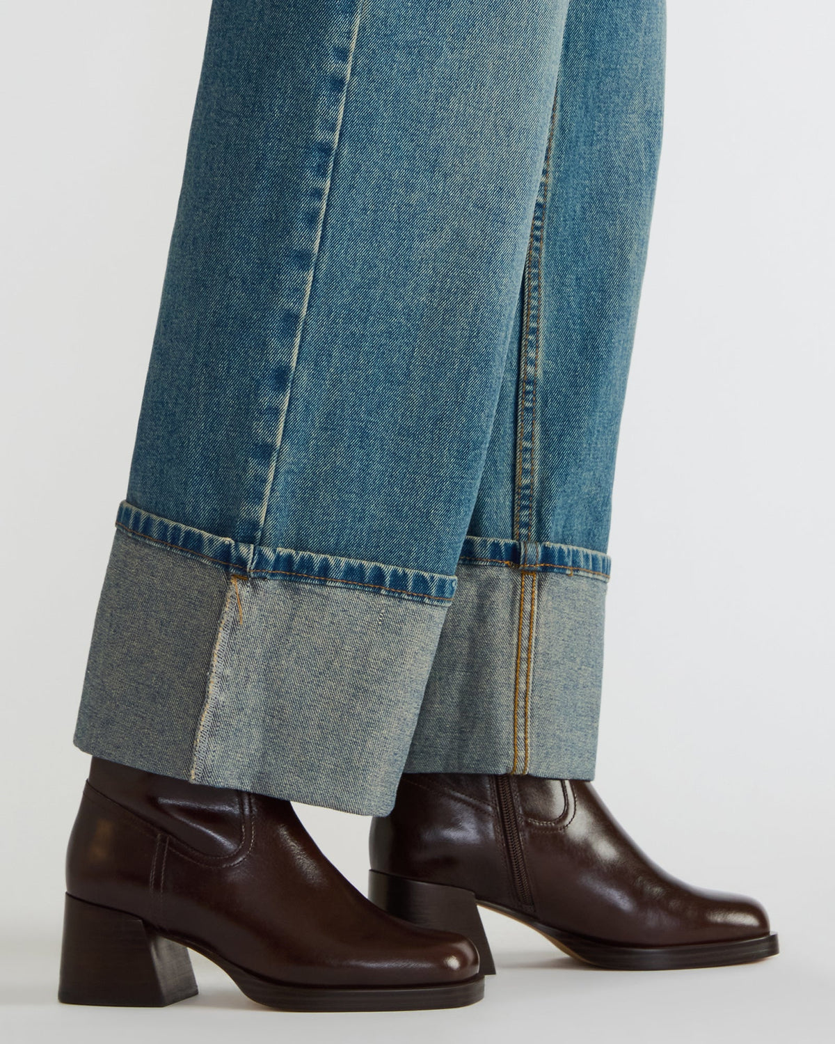 LATCHES Brown Leather Square-Toe Block Heel Women's Ankle Boot