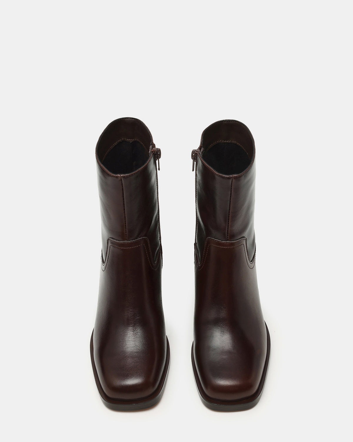 LATCHES Brown Leather Square-Toe Block Heel Women's Ankle Boot