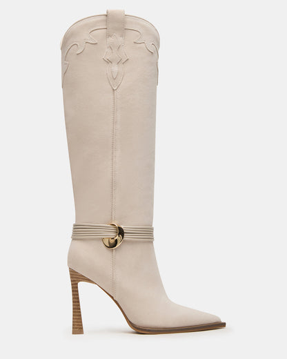 KYNDALL Bone Suede Pointed-Toe Stiletto Heeled Knee-High Women's Boot