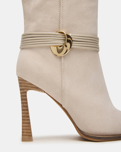 KYNDALL Bone Suede Pointed-Toe Stiletto Heeled Knee-High Women's Boot