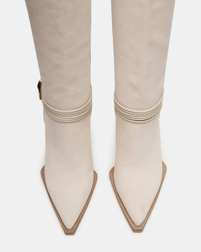 KYNDALL Bone Suede Pointed-Toe Stiletto Heeled Knee-High Women's Boot