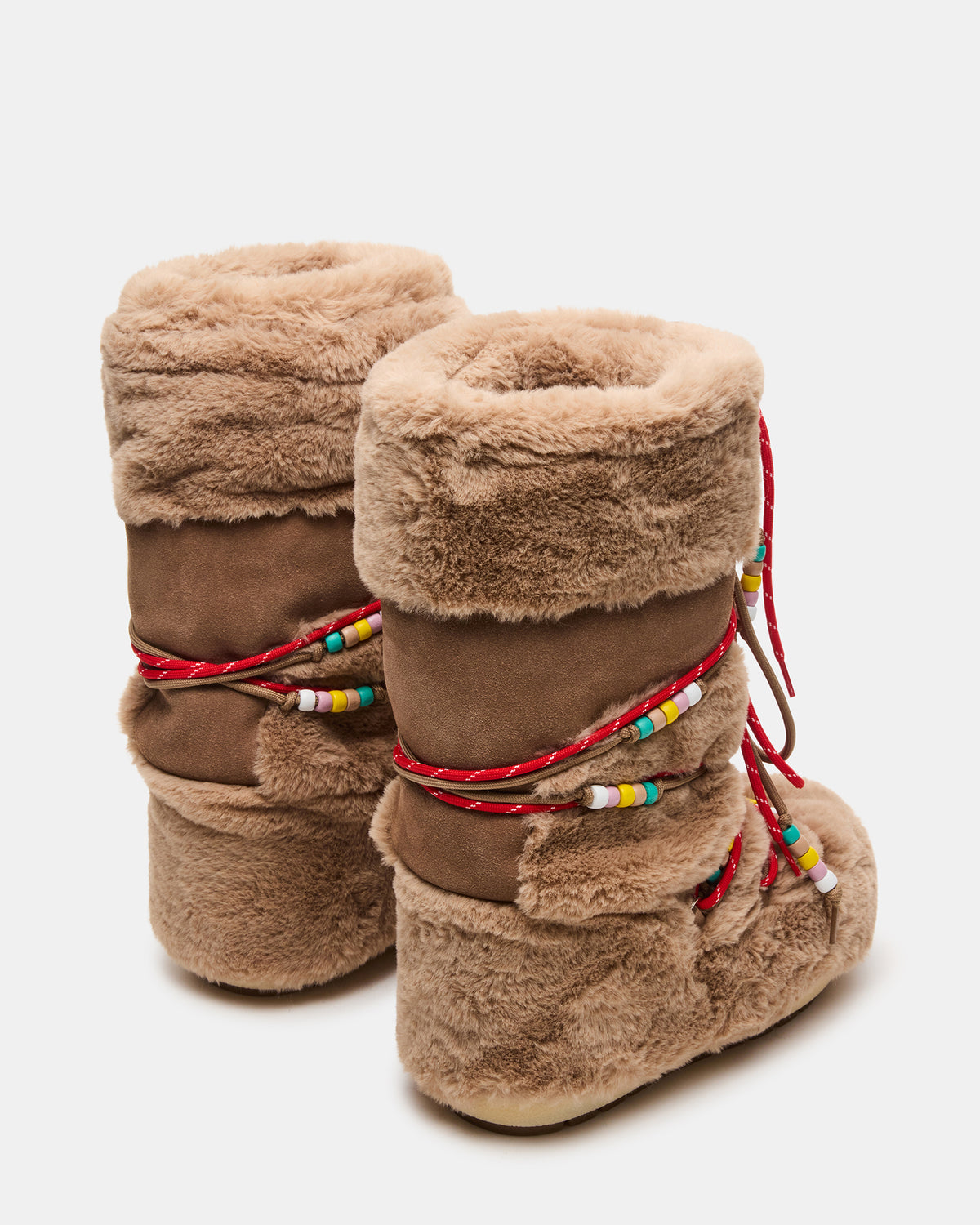 MOUSSE Taupe Faux Fur Lace-Up Chunky Women's Boot