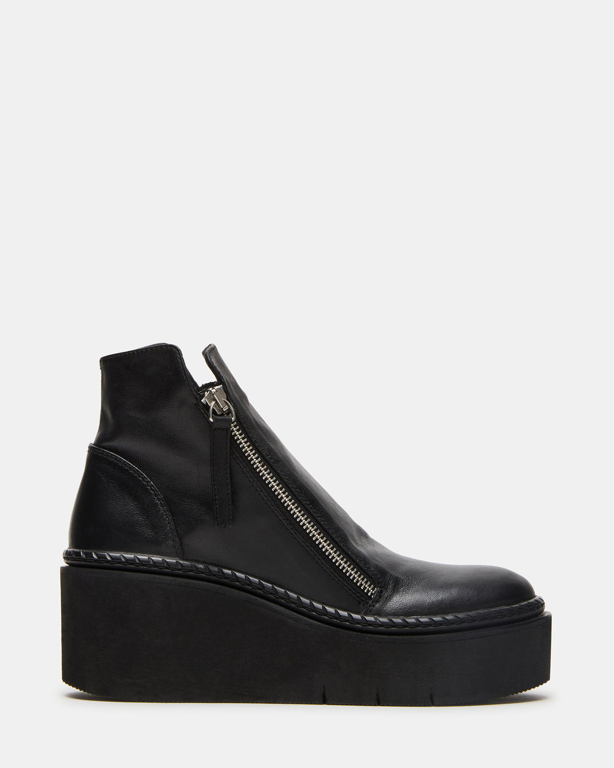 DRIFT Black Leather Platform Moto Women's Ankle Boot