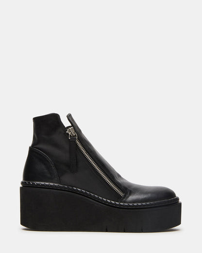 DRIFT Black Leather Platform Moto Women's Ankle Boot
