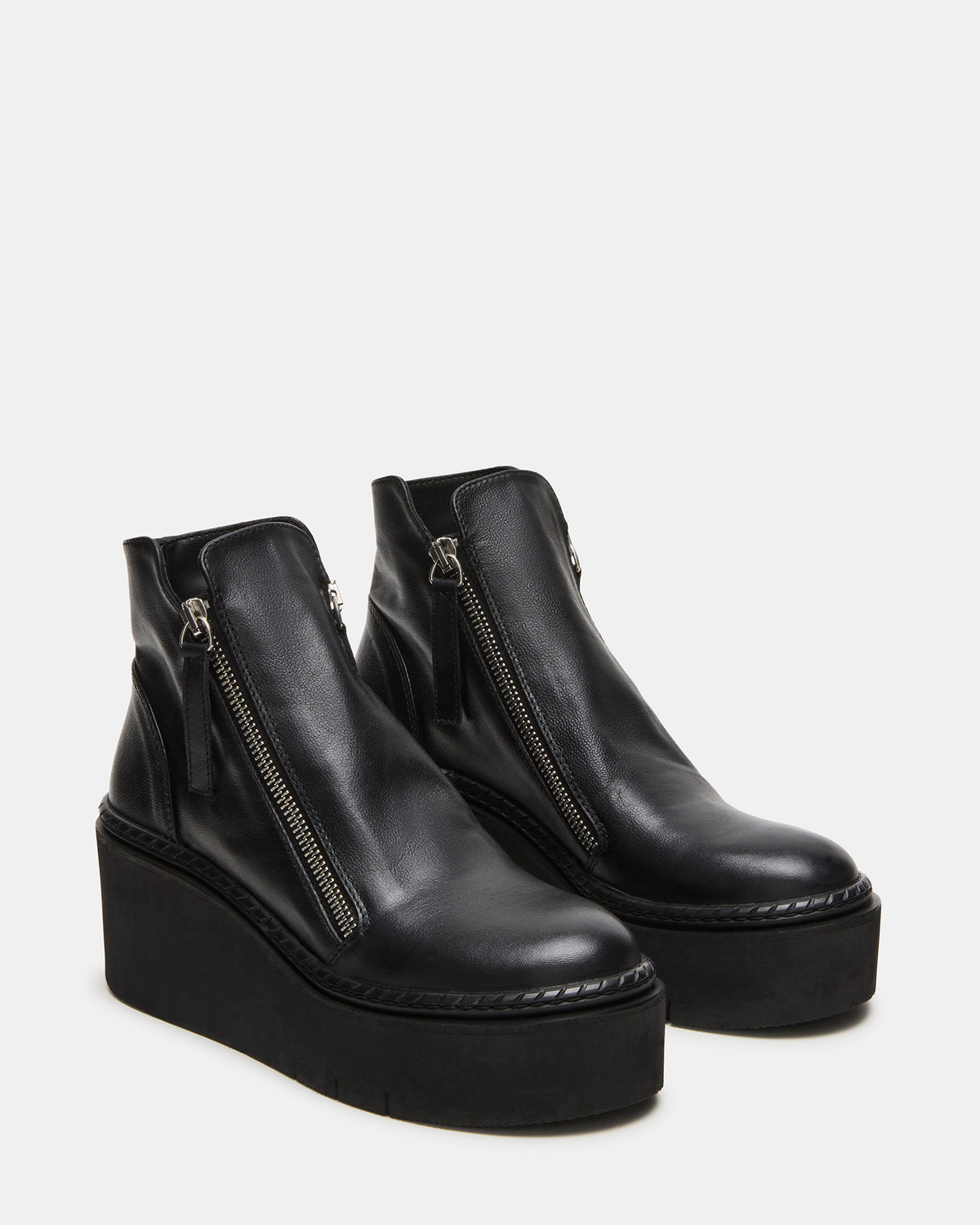 DRIFT Black Leather Platform Moto Women's Ankle Boot