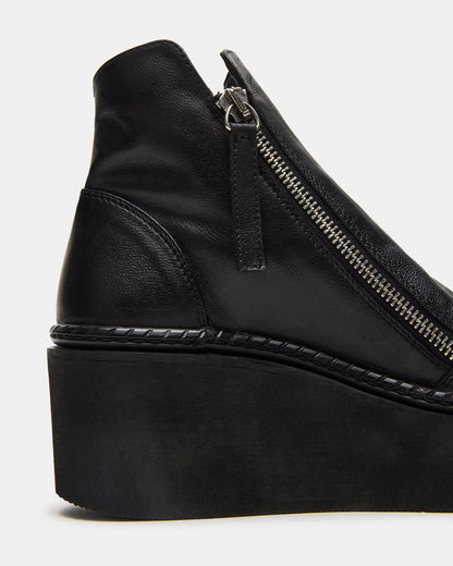 DRIFT Black Leather Platform Moto Women's Ankle Boot