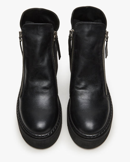 DRIFT Black Leather Platform Moto Women's Ankle Boot