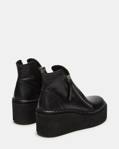 DRIFT Black Leather Platform Moto Women's Ankle Boot