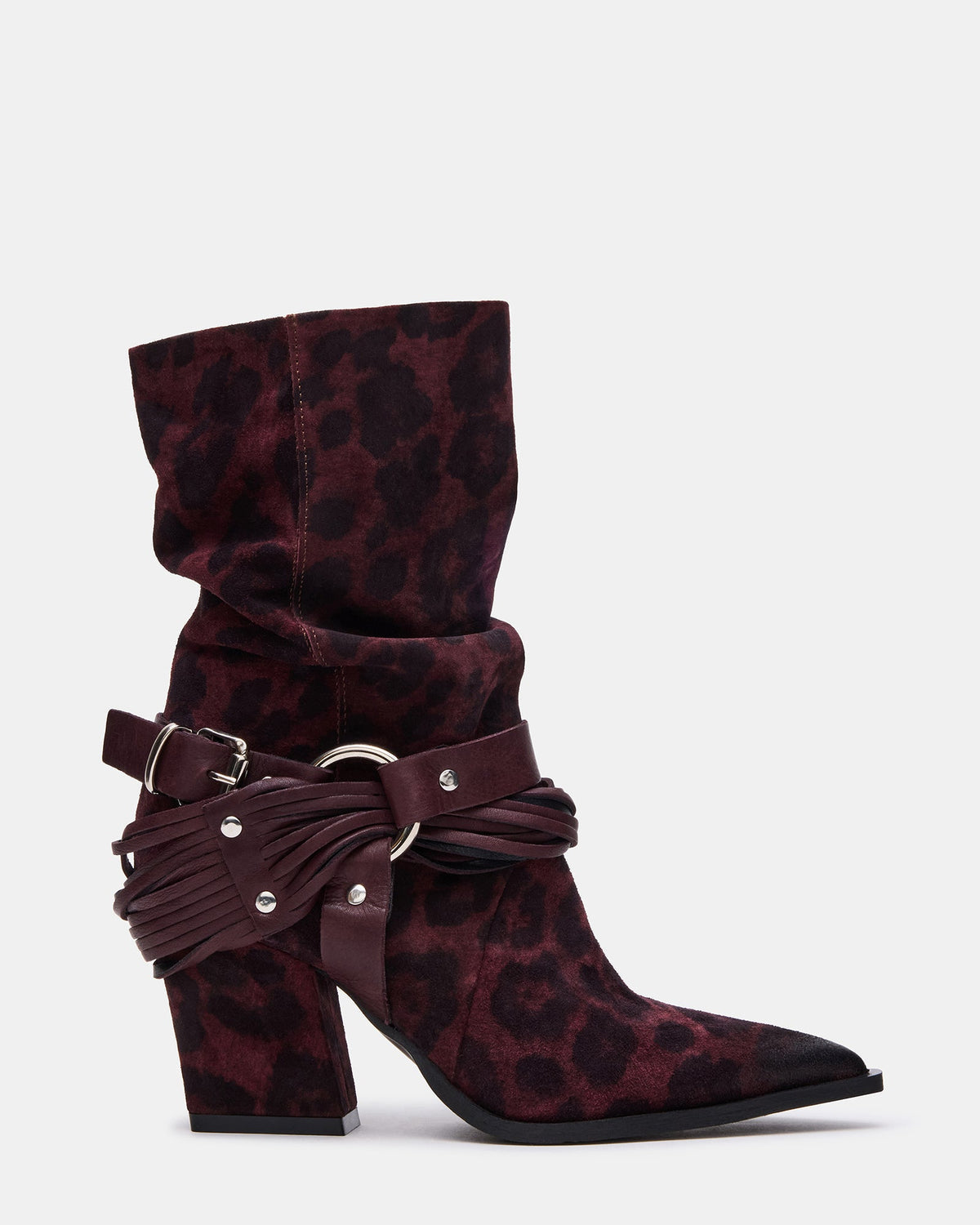 LAUPER Red Leopard Pointed-Toe Heeled Buckle Women's Ankle Boot
