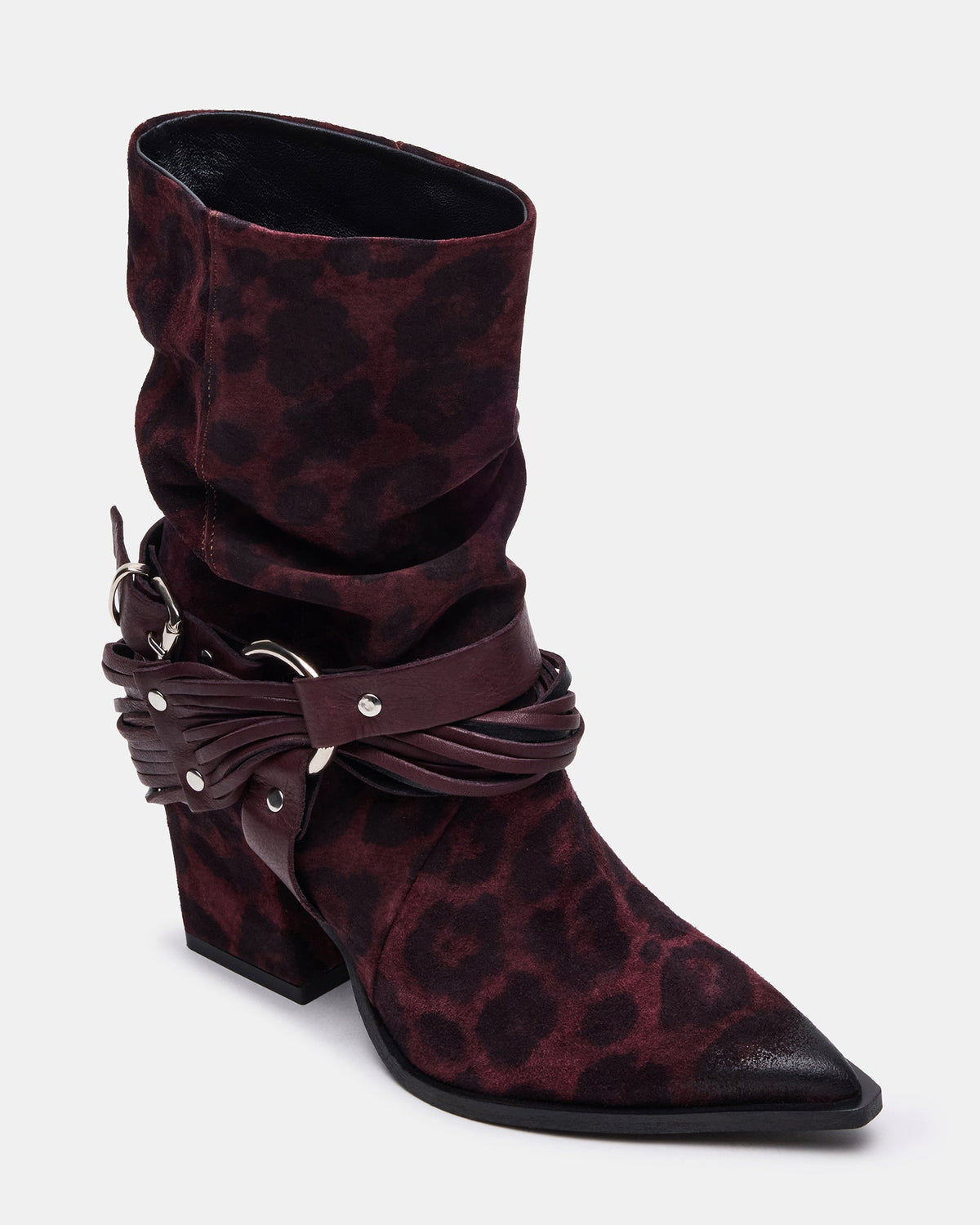 LAUPER Red Leopard Pointed-Toe Heeled Buckle Women's Ankle Boot