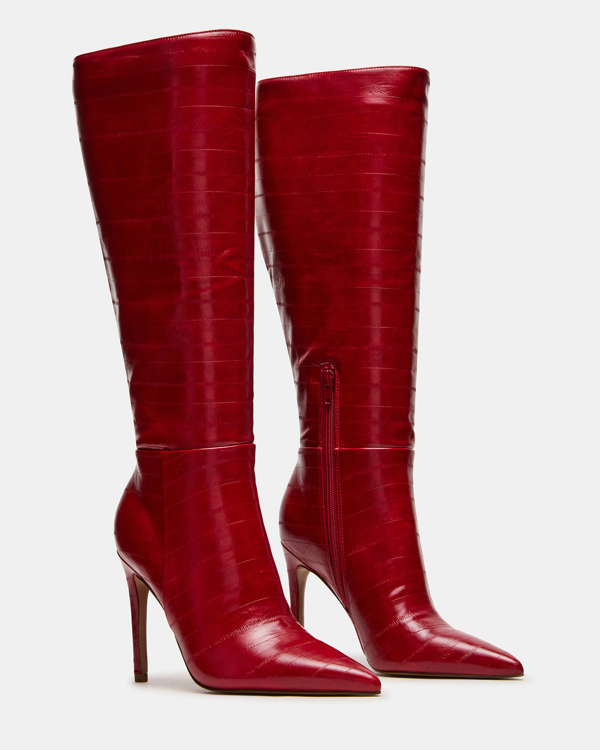 NITRO Red Eel Pointed-Toe Stiletto Heel Knee-High Women's Boots