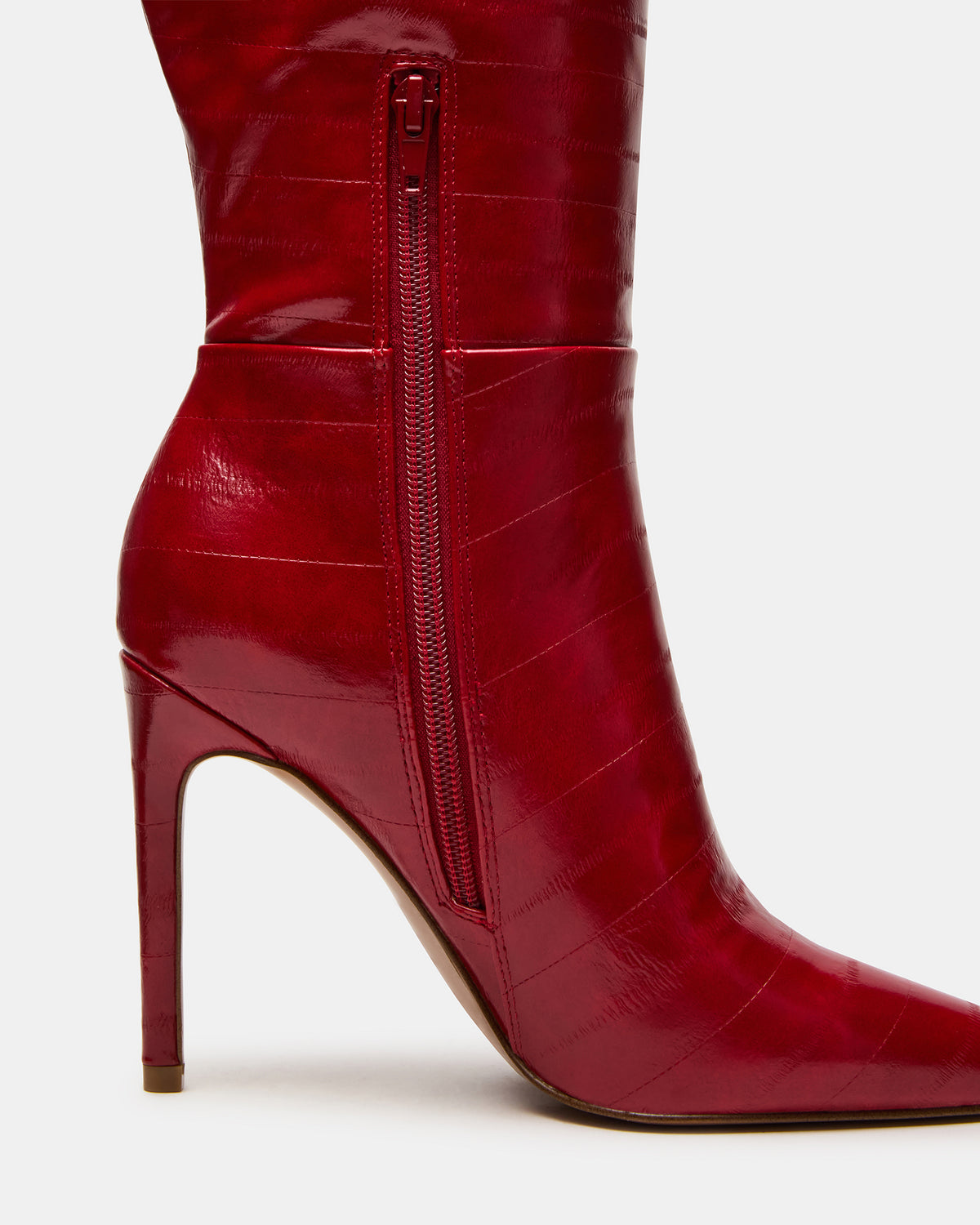 NITRO Red Eel Pointed-Toe Stiletto Heel Knee-High Women's Boots