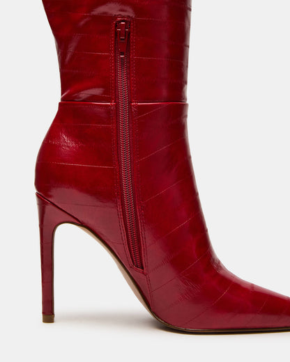 NITRO Red Eel Pointed-Toe Stiletto Heel Knee-High Women's Boots