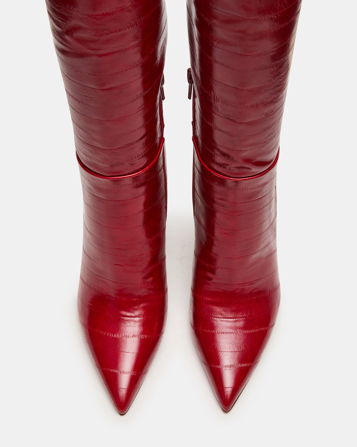 NITRO Red Eel Pointed-Toe Stiletto Heel Knee-High Women's Boots