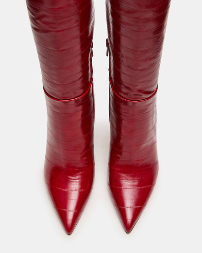 NITRO Red Eel Pointed-Toe Stiletto Heel Knee-High Women's Boots