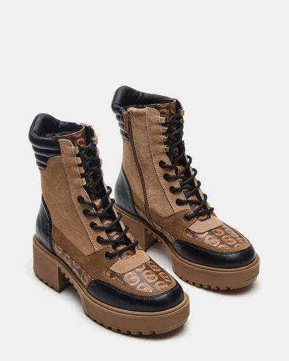 HIKER Tan Multi Platform Lug Lace-Up Women's Anke Boot