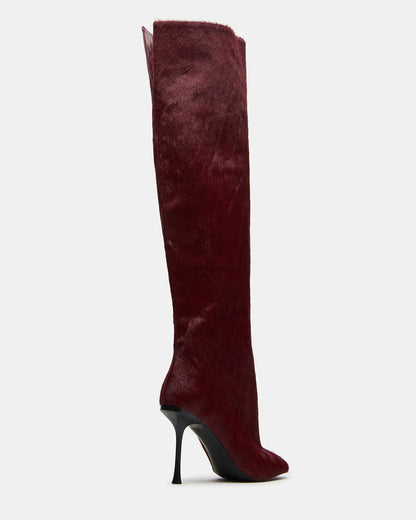 ALLURING Red Over-The-Knee Square-Toe Heeled Women's Boot