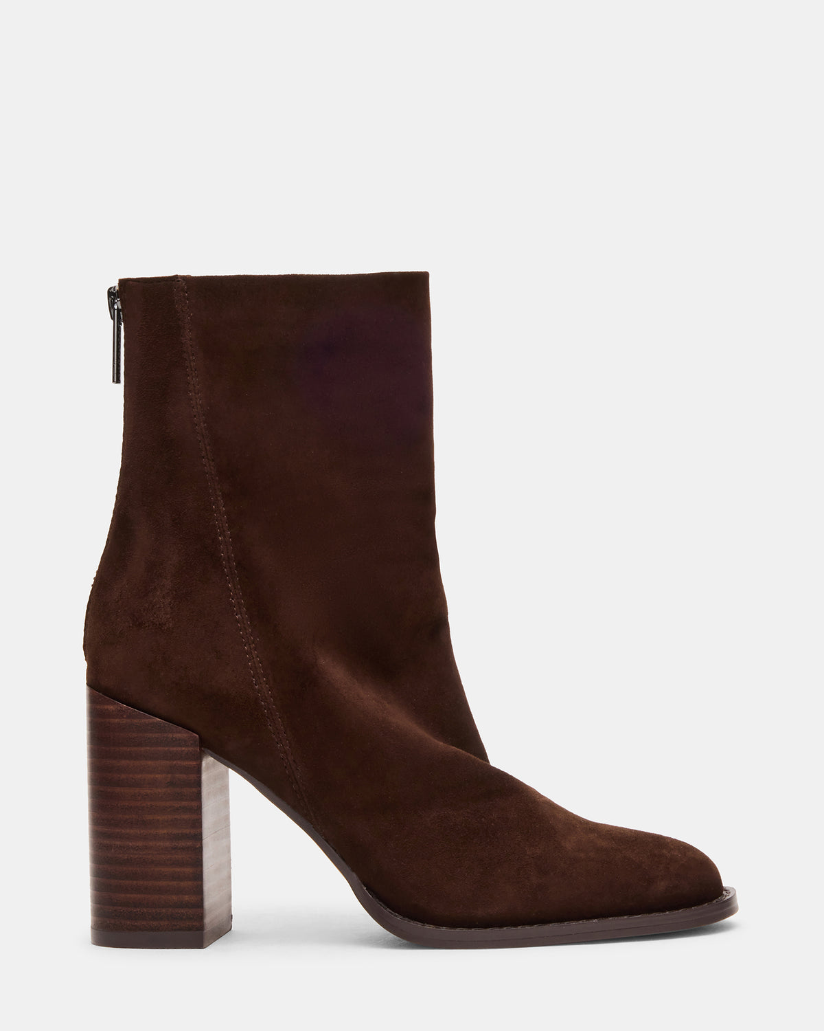 OBSESSION Chocolate Brown Suede Rounded Toe Block Heel Women's Ankle Boot