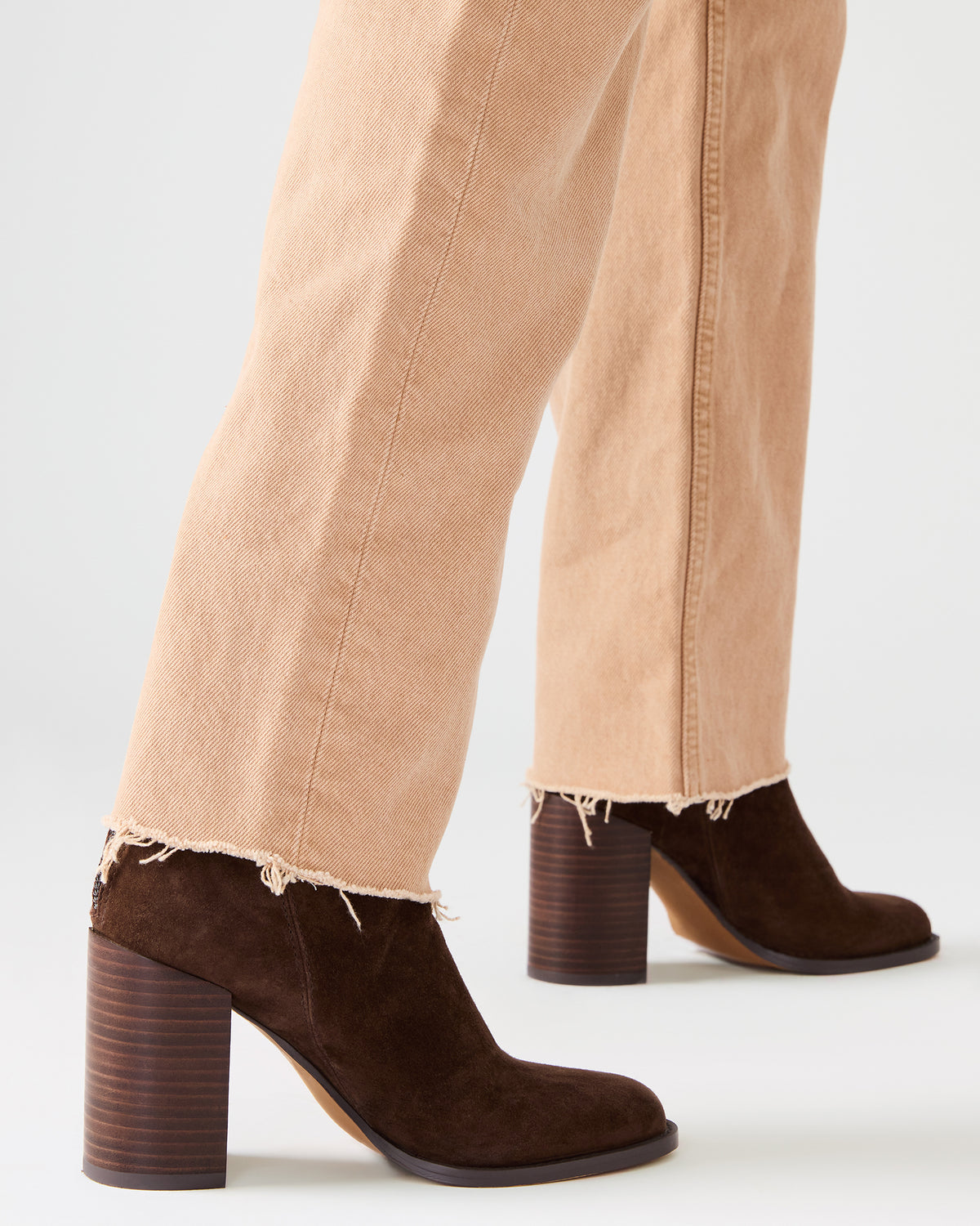 OBSESSION Chocolate Brown Suede Rounded Toe Block Heel Women's Ankle Boot