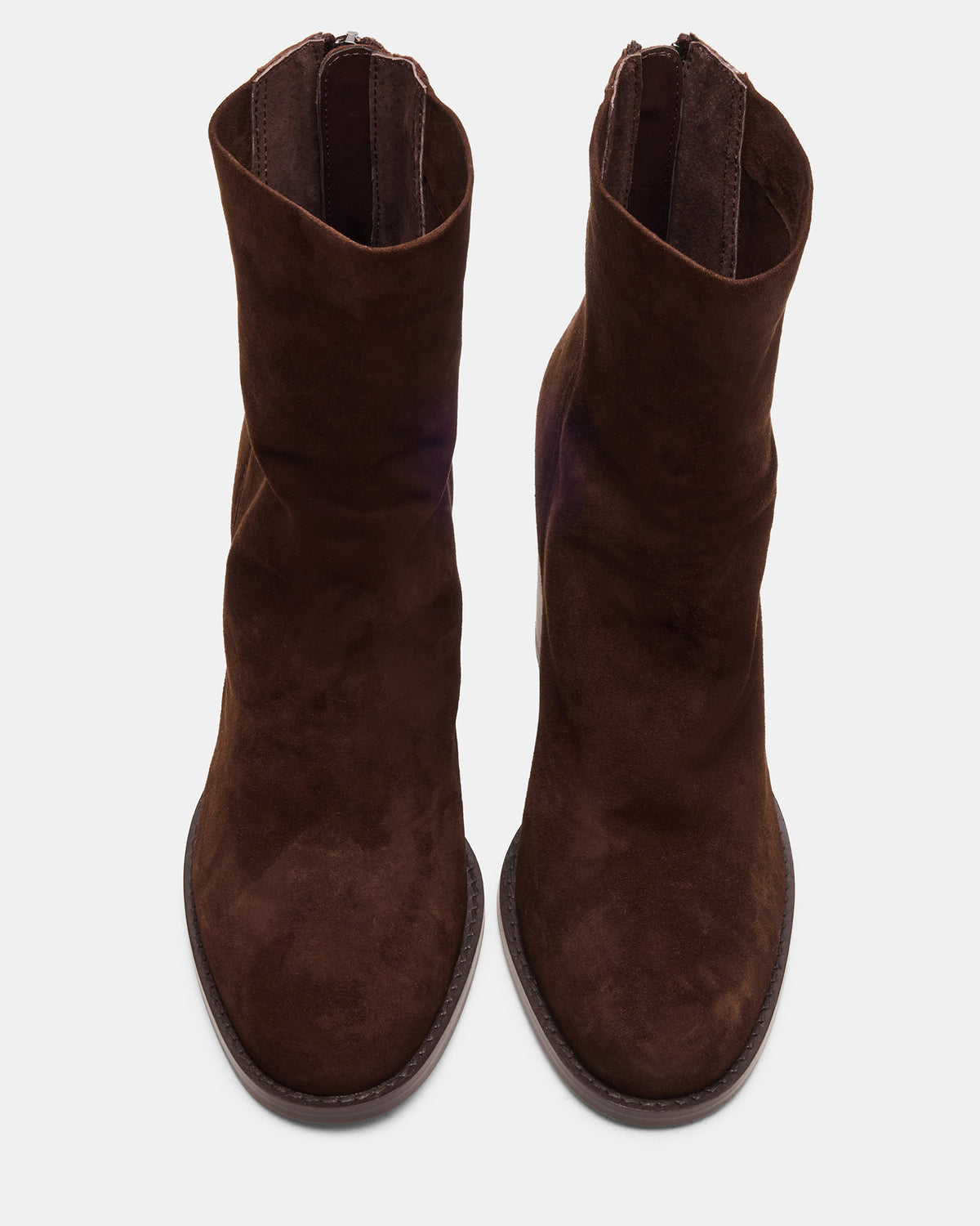 OBSESSION Chocolate Brown Suede Rounded Toe Block Heel Women's Ankle Boot