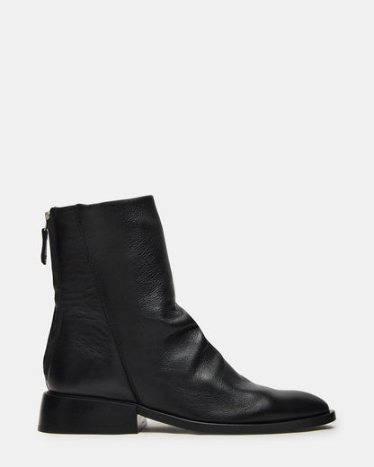 NEXIE Black Leather Women's Pointed-Toe Ankle Boot