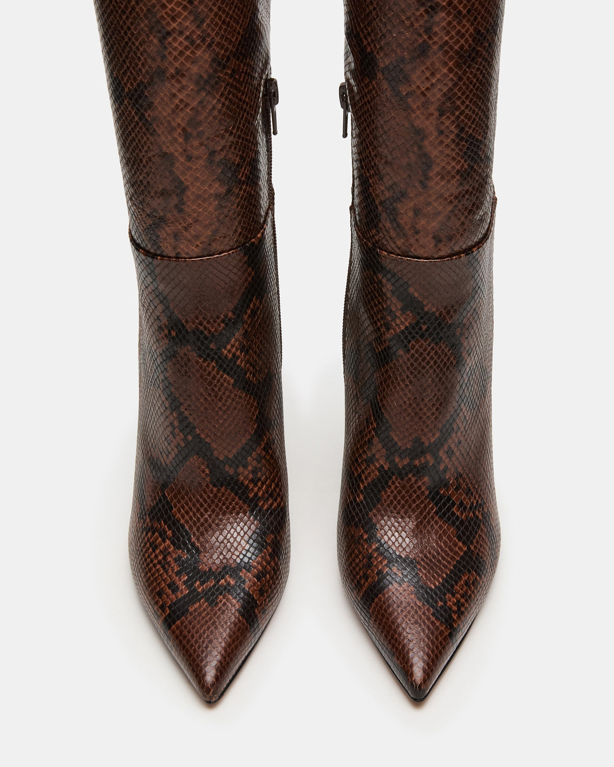 NITRO Brown Snake Pointed-Toe Stiletto Heel Knee-High Women's Boots