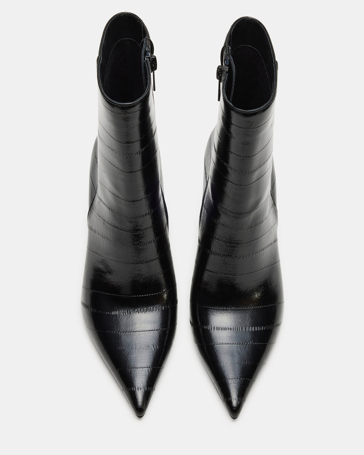 AUDREANA Black Eel Pointed-Toe Block Heel Women's Ankle Boot