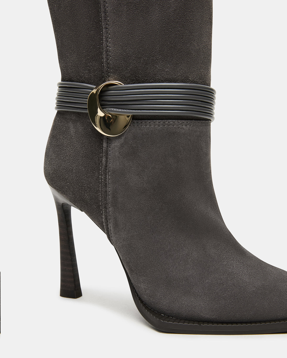 KYNDALL Grey Suede Pointed-Toe Stiletto Heeled Knee-High Women's Boot