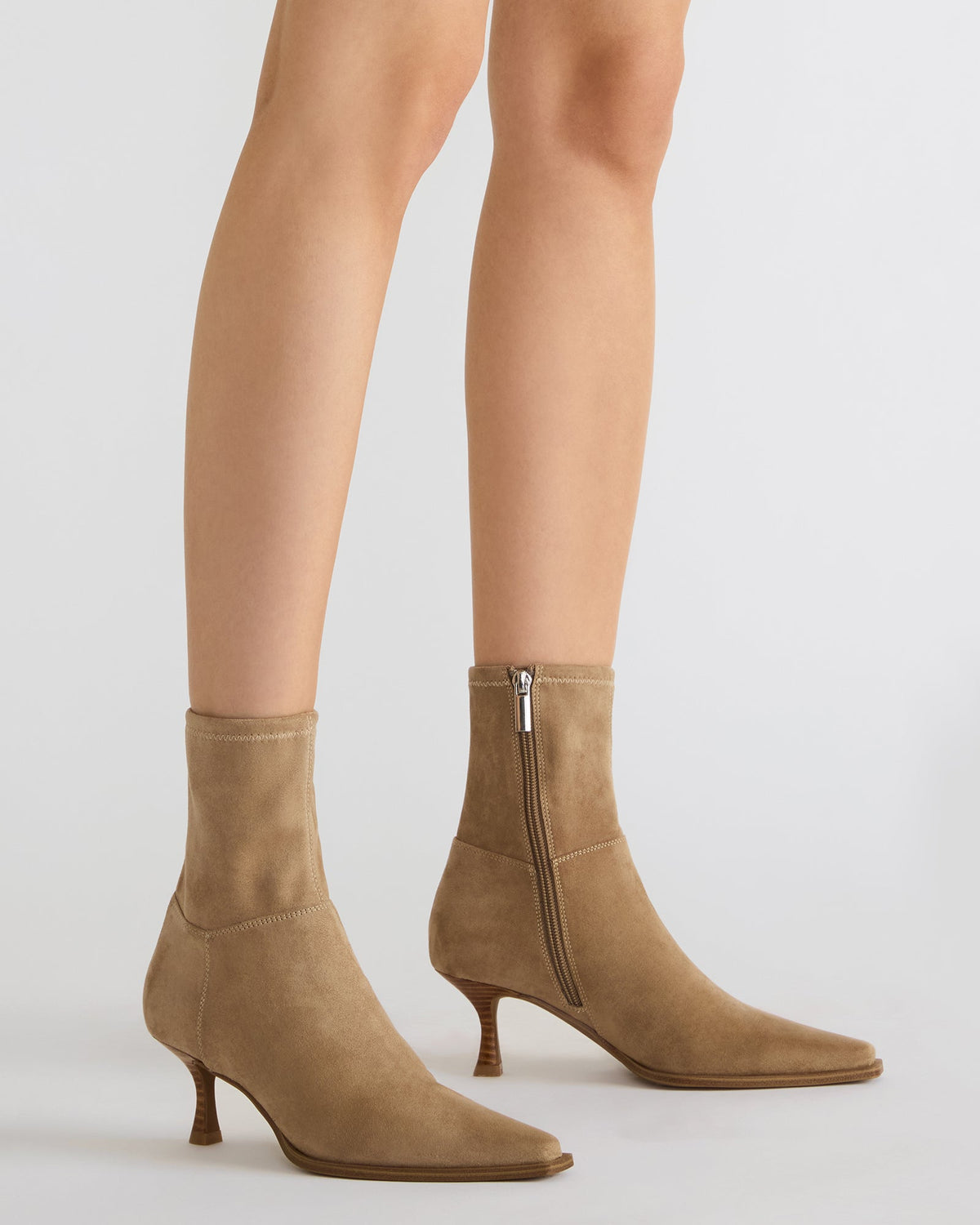 STASIA Taupe Pointed-Toe Kitten Heel Women's Ankle Boot