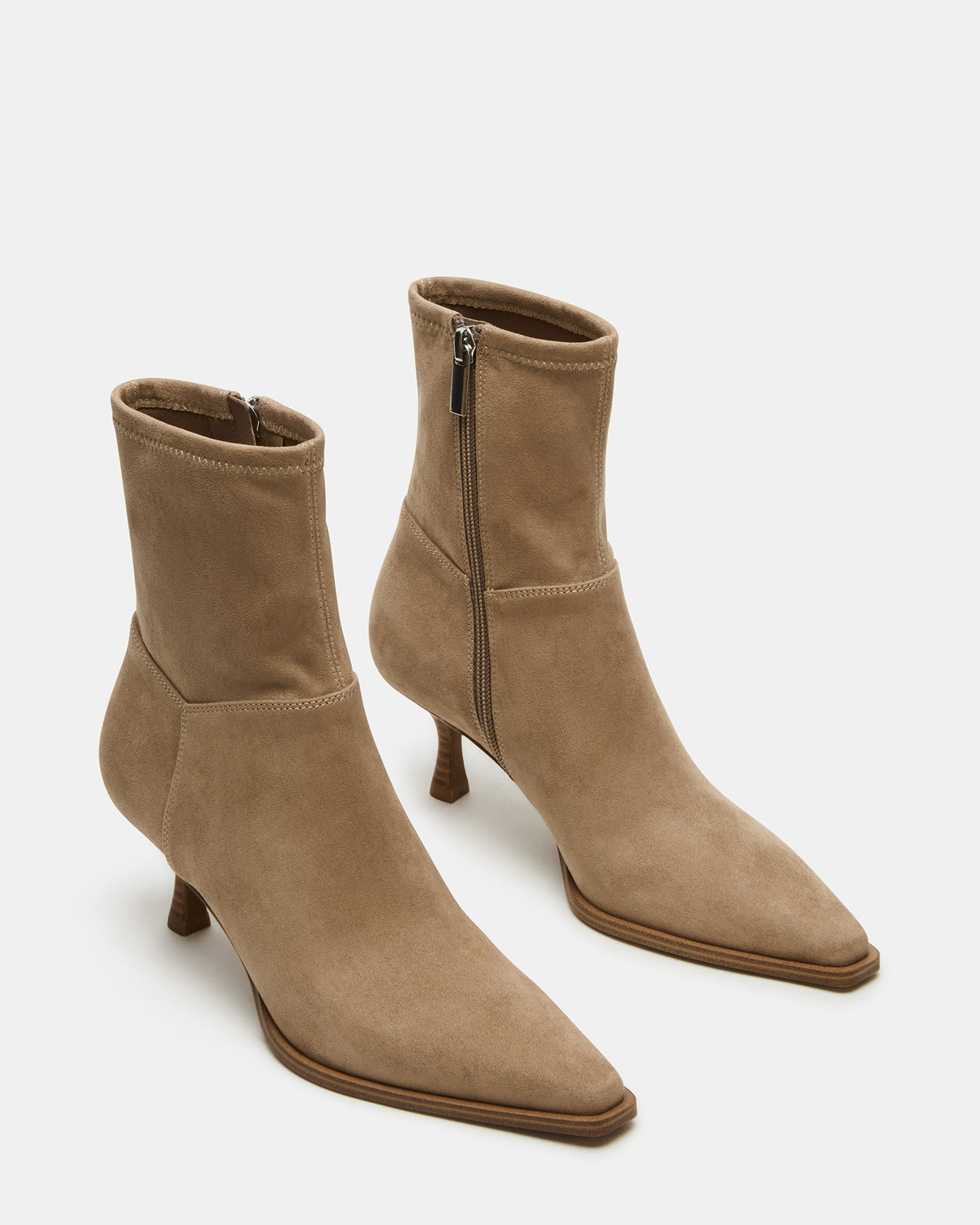 STASIA Taupe Pointed-Toe Kitten Heel Women's Ankle Boot