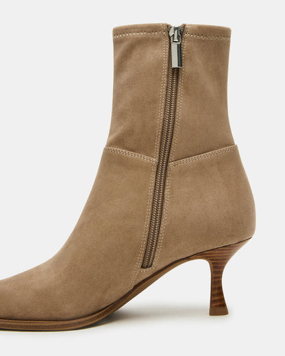 STASIA Taupe Pointed-Toe Kitten Heel Women's Ankle Boot