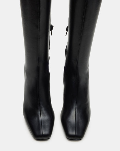 HOLLY Black Wide Calf Women's Knee-High Square-Toe Boot
