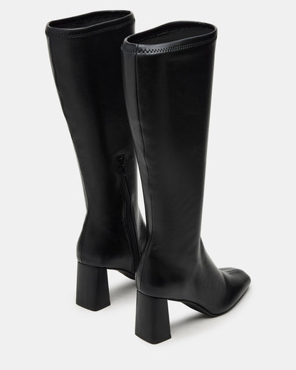 HOLLY Black Wide Calf Women's Knee-High Square-Toe Boot