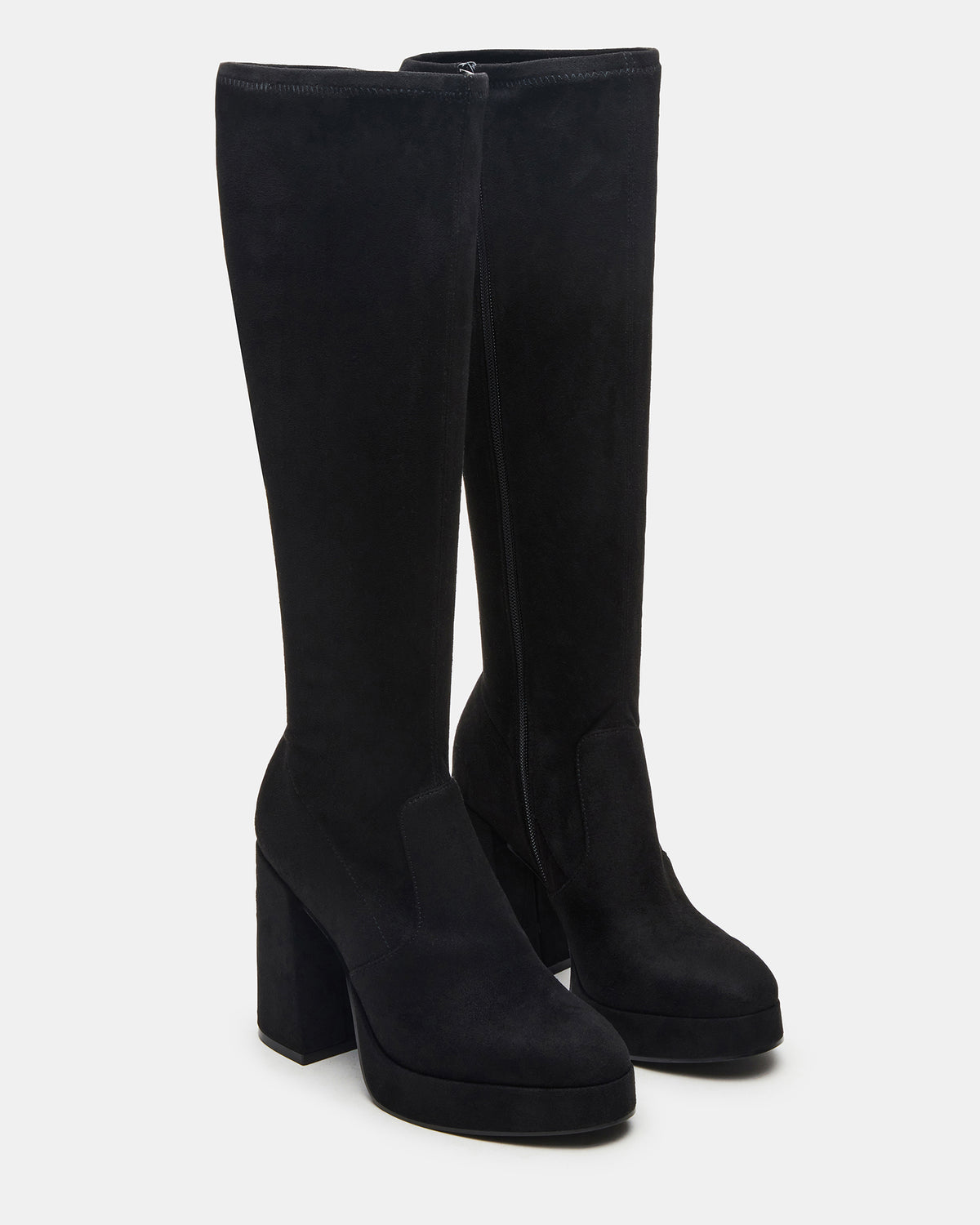 TWAIN Black Wide Calf Knee-High Block Heel Women's Boot
