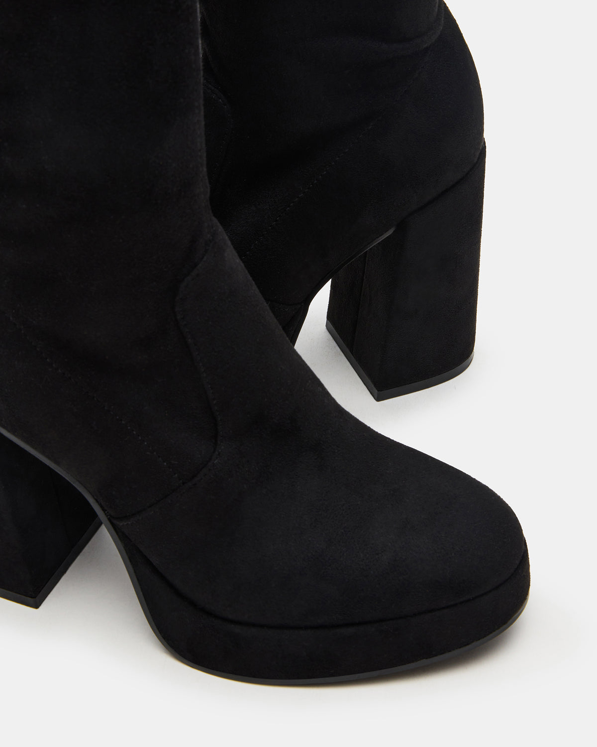 TWAIN Black Wide Calf Knee-High Block Heel Women's Boot