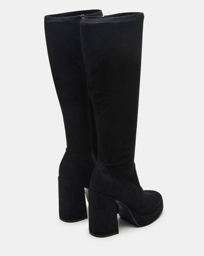 TWAIN Black Wide Calf Knee-High Block Heel Women's Boot