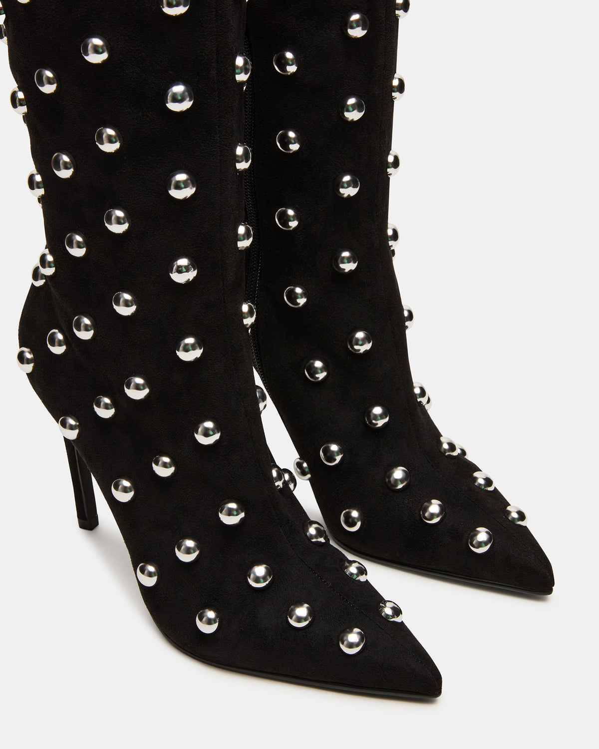 NITRO Black Studs Pointed-Toe Stiletto Heel Knee-High Women's Boots