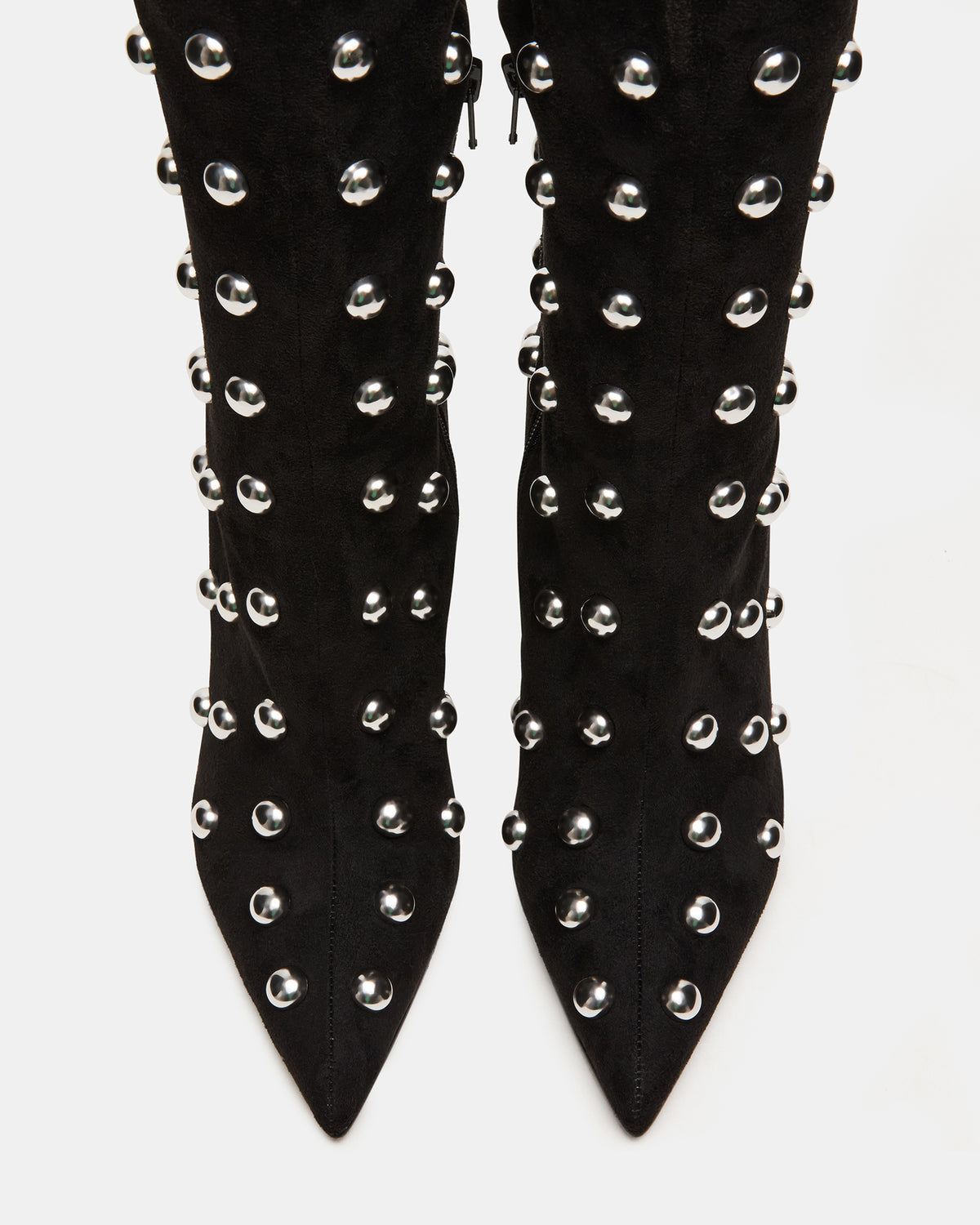 NITRO Black Studs Pointed-Toe Stiletto Heel Knee-High Women's Boots