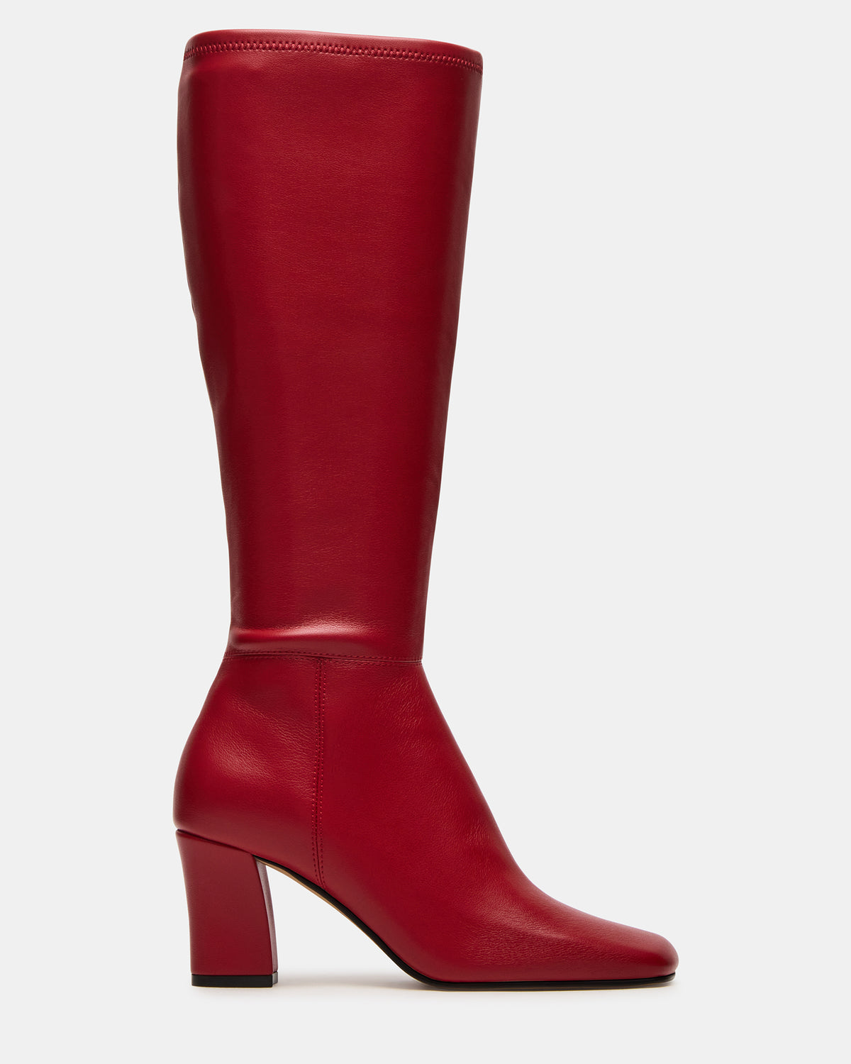 ELLIOT Red Square-Toe Knee-High Block Heel Women's Boot
