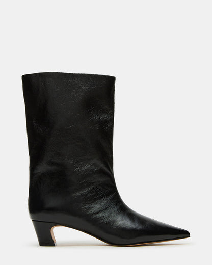 LYTTON Black Patent Pointed-Toe Kitten Heel Women's Ankle Boot