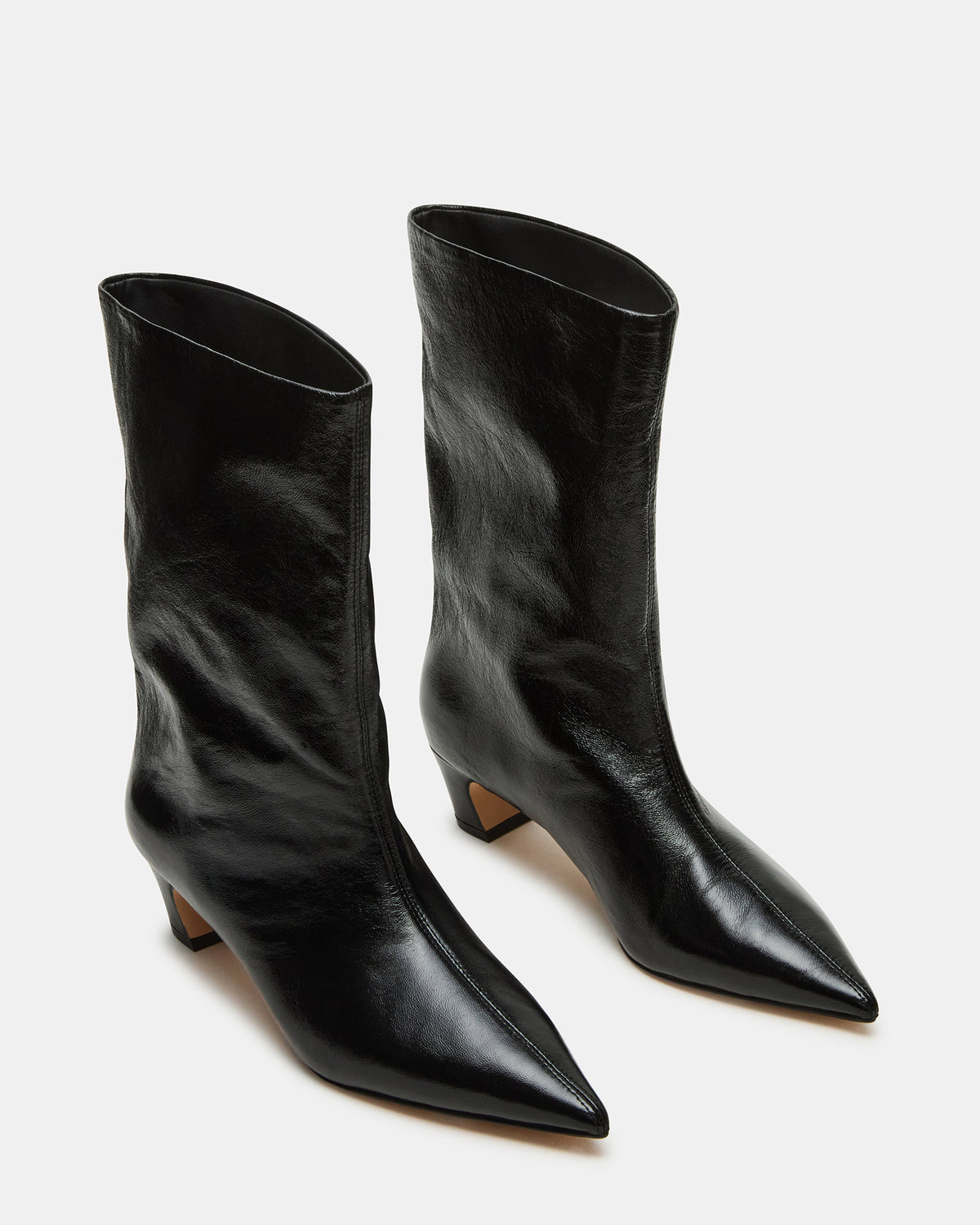 LYTTON Black Patent Pointed-Toe Kitten Heel Women's Ankle Boot