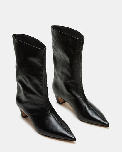 LYTTON Black Patent Pointed-Toe Kitten Heel Women's Ankle Boot