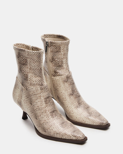 STASIA Natural Snake Pointed-Toe Kitten Heel Women's Ankle Boot