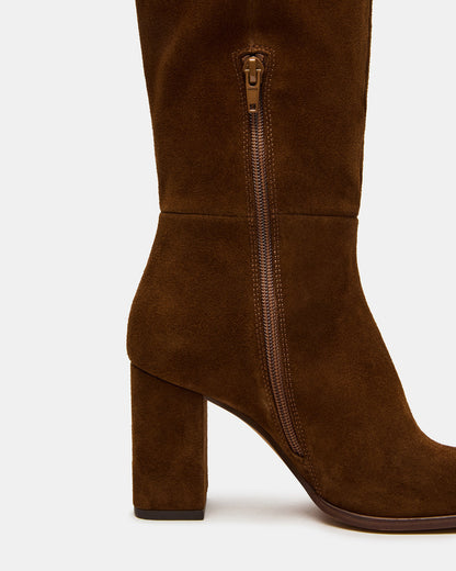 WINSLET Chestnut Suede Knee-High Block Heel Women's Boot