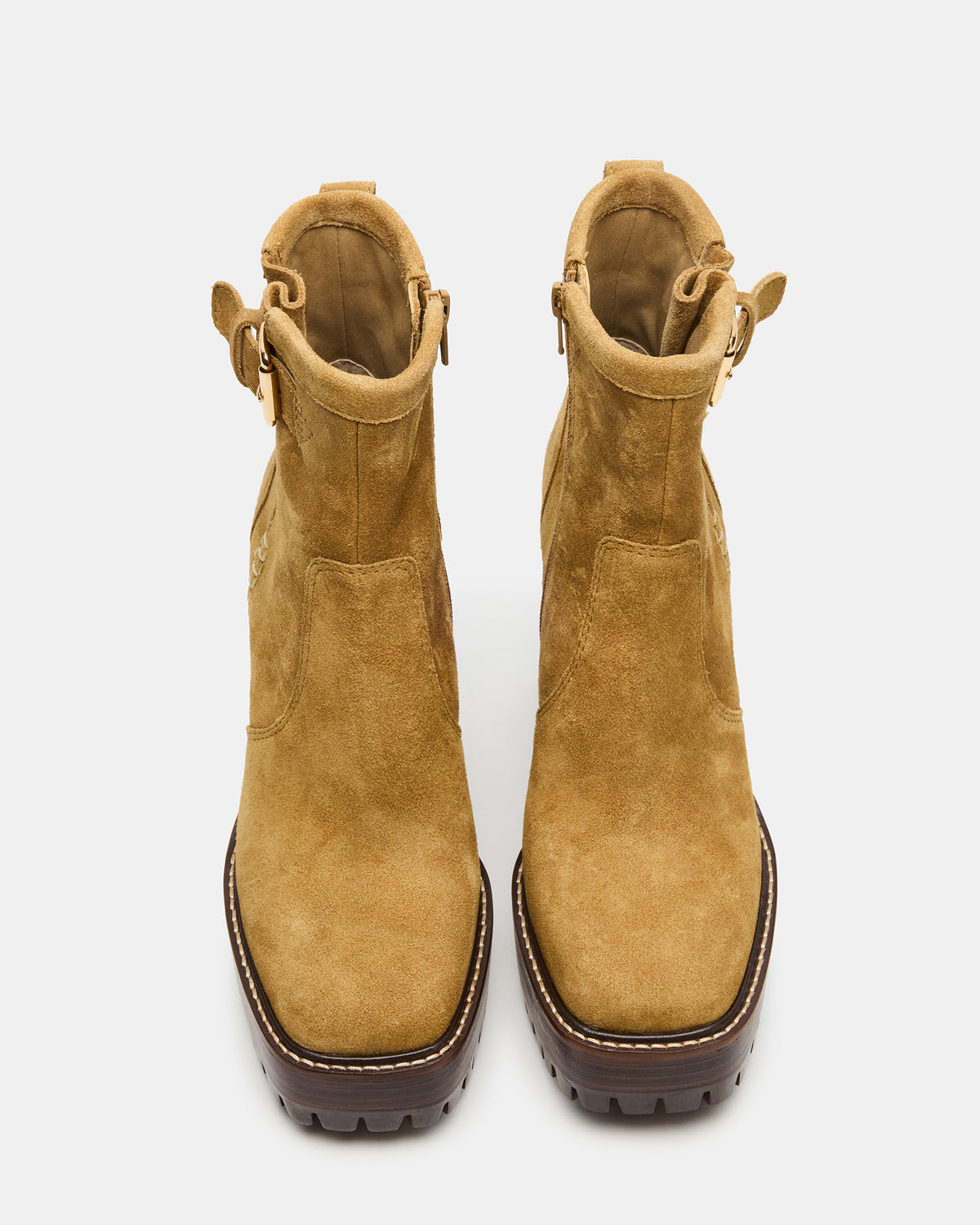 SUMMIT Olive Suede Platform Lug Block Heel Women's Ankle Boot