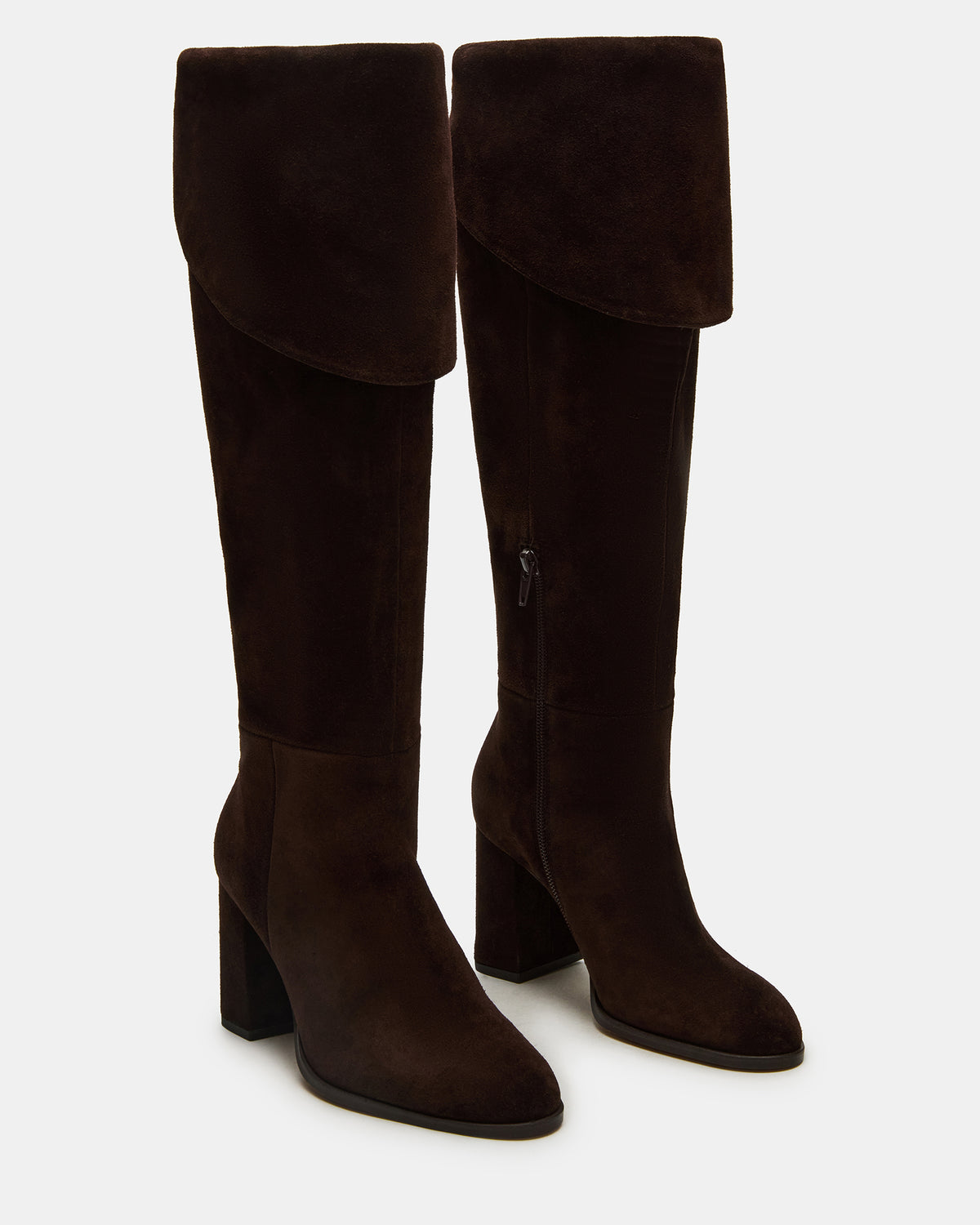 WINSLET Brown Suede Knee-High Block Heel Women's Boot